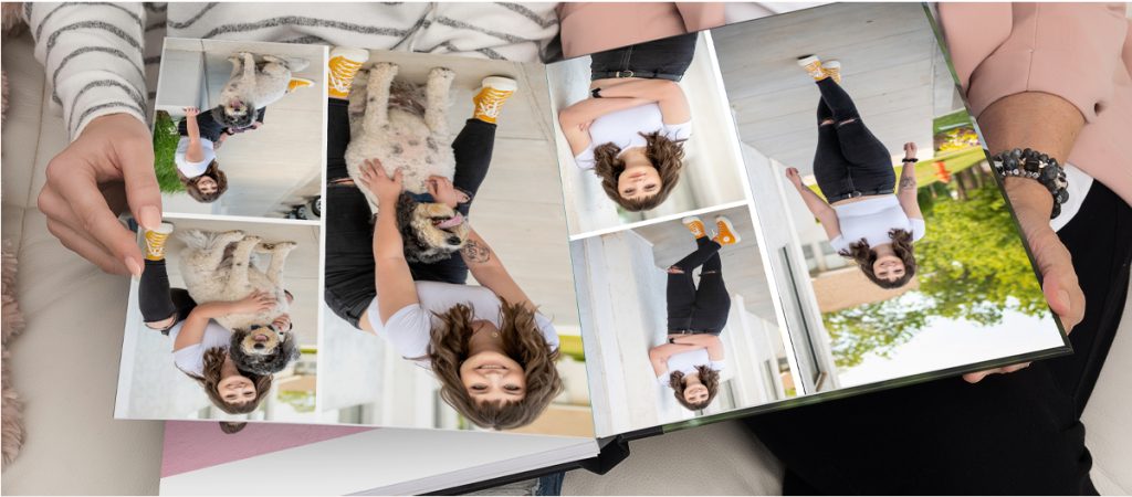Senior photo album and prints from Oklahoma City senior photography session showing image delivery and ordering options