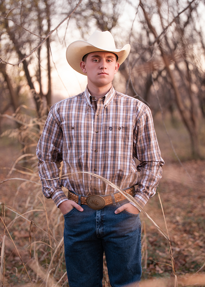 William poses casually for his Oklahoma senior photo session.