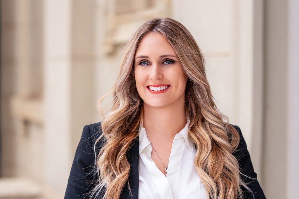 Professional outdoor headshot photographed in natural light in Oklahoma City